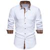 Camisa de Hombre Camisas de Moda Primavera/Verano (de los hombres) Camisa de Manga Larga para Hombre con Empalme de Contraste de Color a Cuadros
