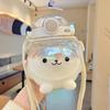Portable Kids' Dual-Drink Straw Plastic Bottle