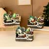 Christmas Village House Figurine with Led Light Festival Holiday