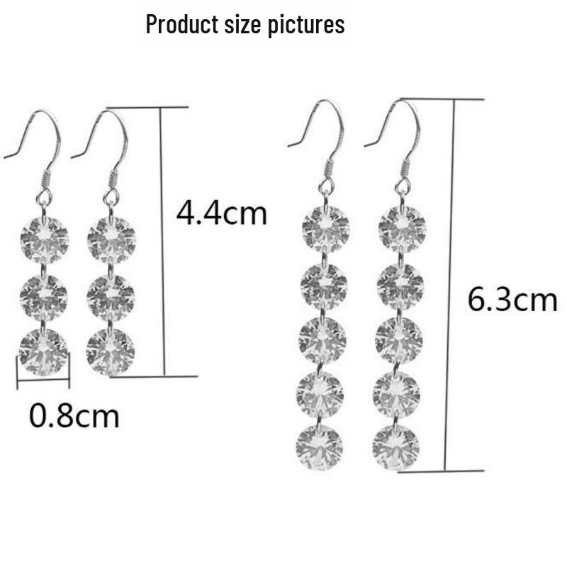 Korean Zircon Water Drop Tassel Earrings - Elegant and Chic Style