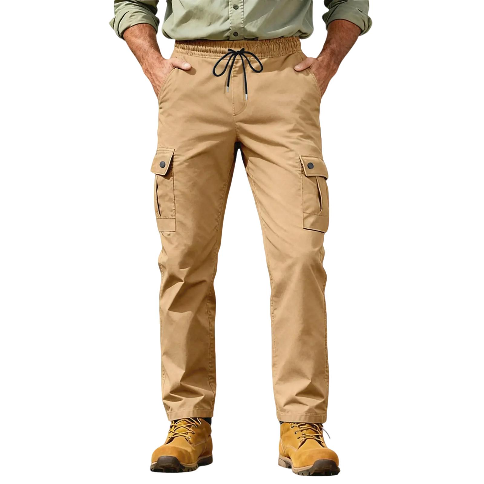 

Мужские брюки для работы свободного кроя, стрейч, с поясом на кулиске XXL хаки