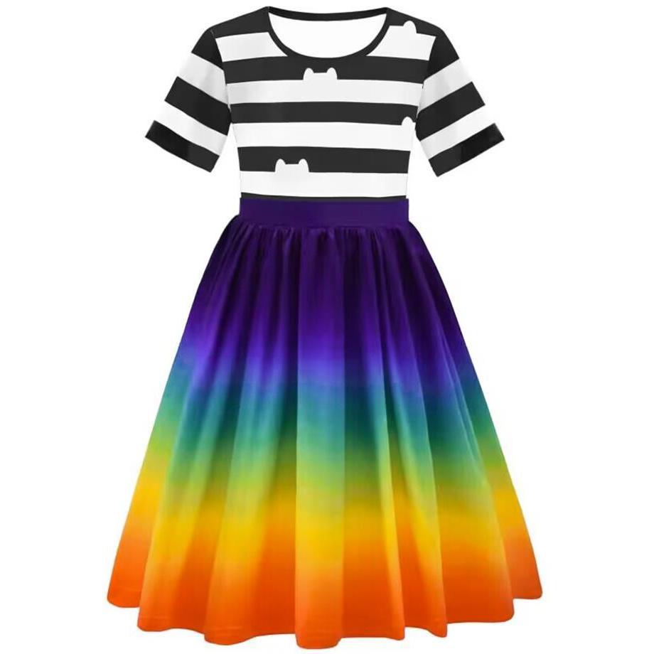 Gabby Dollhouse Cartoon Children Black And White Stripe T-Shirt+Skirt+Bag Sets Kids Carnival Gabby Cats Costume Party Outfits 8Y 100(2-3T)&Gabby Dollhouse