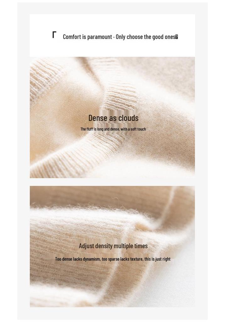 Women's Pure Cashmere Loose Round Neck Sweater - Autumn/Winter 2023 Base Layer Pullover