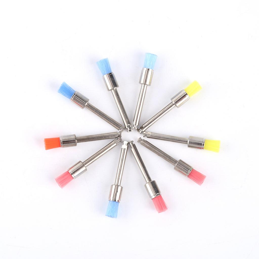 100pcs Pincéis de Nylon de Cores Variadas Plano Polimento Dental Polidor Pincel