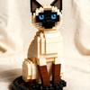 Siamese Cat Building Blocks Set DIY Animal Model Kit Creative Desktop Ornament Home Decoration Gift for Cat Lovers