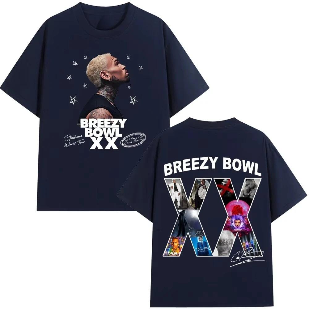 Chris Brown Breezy Bowl XX 2025 Tour Konzert Merch T-Shirt Herren Damen Mode Hip Hop T-Shirt Lässige Oversized T-Shirts