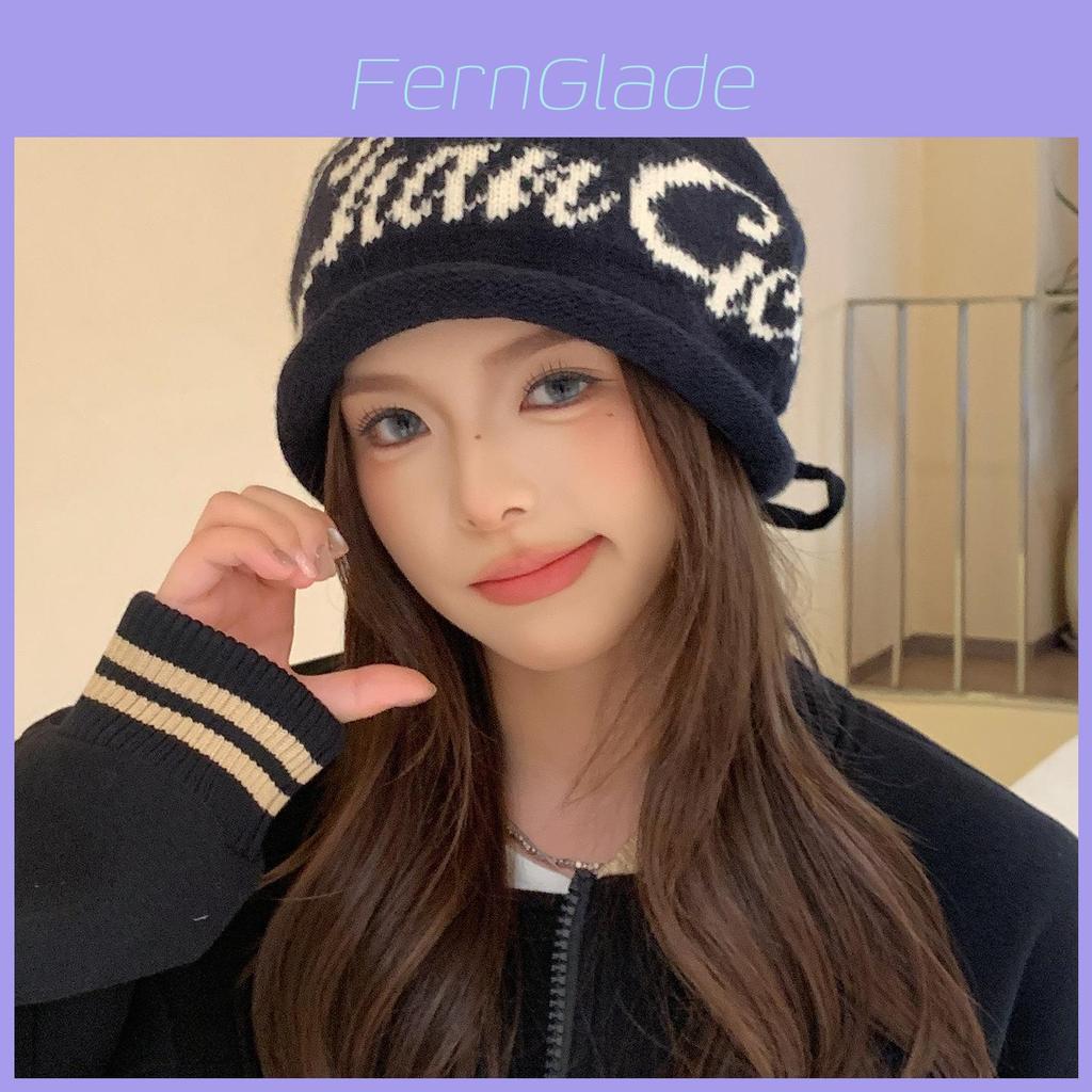 Acrylic Letter Beanie Knitted Cap For Women With Warmth And Windproof Functionality For Autumn And Winter Comfort