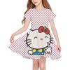 Summer New Girls Short-Sleeved Dress Hello Kitty 3D Printed Children's Fishtail Skirt Casual