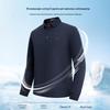 Shanshan Men's Pure Cotton Suede Placket Polo Long-Sleeve T-Shirt
