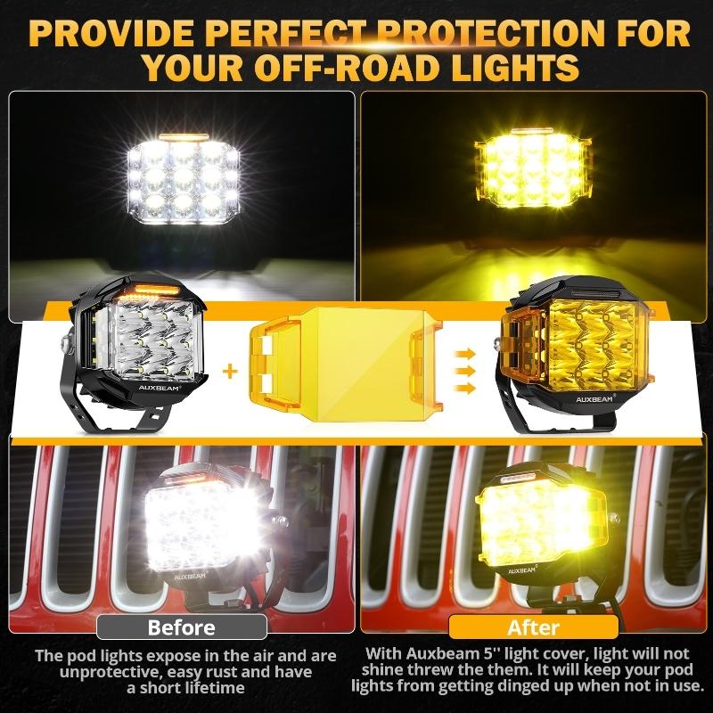 4/5 Inch Amber Side Illuminated LED Pods Covers Protective Shield Cover