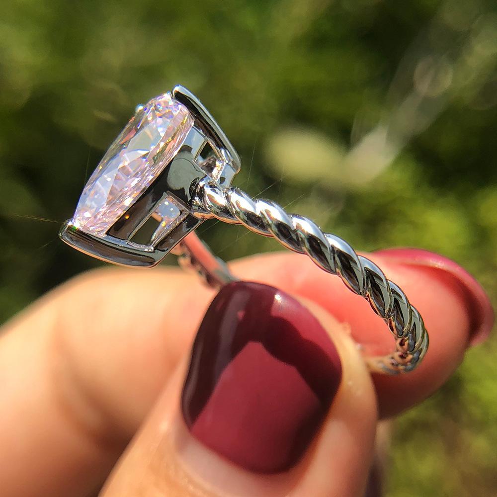 Tancise Classic 925 Sterling Silver  Zircon Ring Ladies Jewelry Wedding Promise   Party Gift