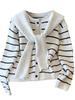 2025 Autumn Women's Korean Style Striped Jacket & Long Sleeve Sweater Two-Piece Set