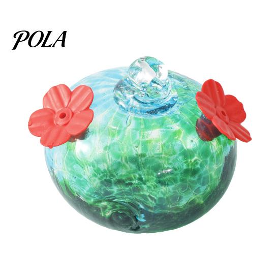 Blown Glass Hummingbird Feeder, Outdoor Hanging Colorful Nectar Feeder with Two Flower Feeding Ports for Garden Backyard Decor Sale Goods