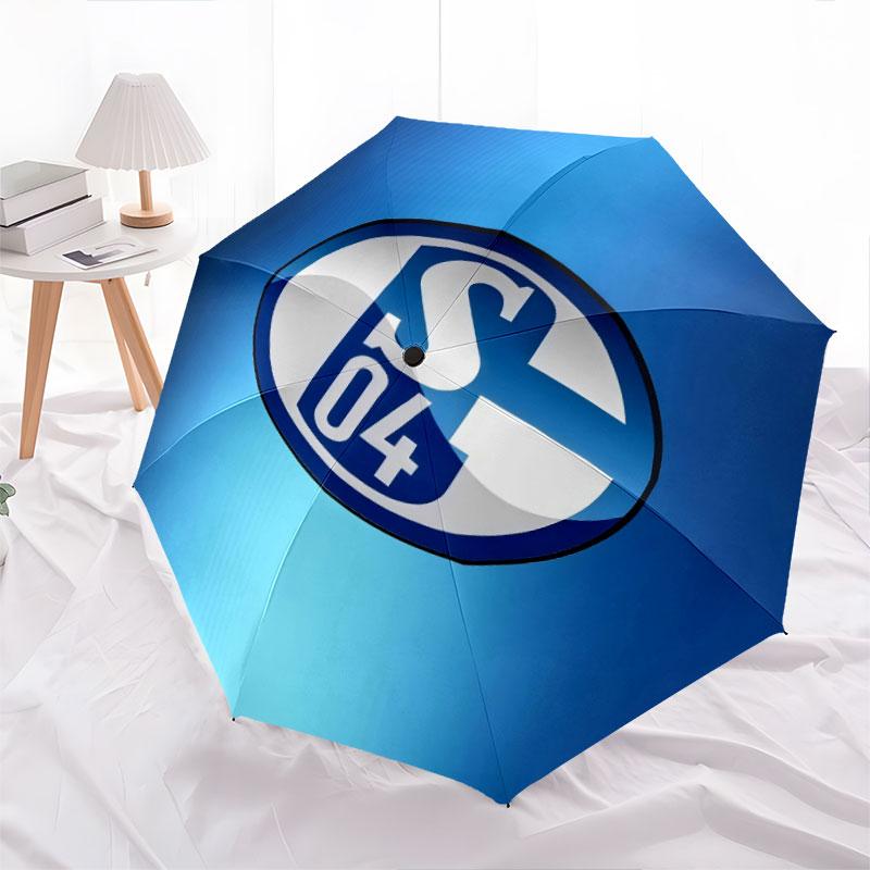 Motif FC Schalke 04, parapluie pliant automatique, design portable et pliable, 8 baleines, un cadeau de Noël ou d'anniversaire.