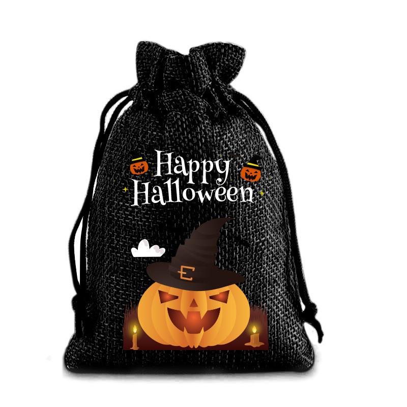 Halloween Kinder Zuckertüte Kürbis Geist Leinen Bündel Mundbeutel Geschenktüte Kordelzug Süßigkeitentasche Lager