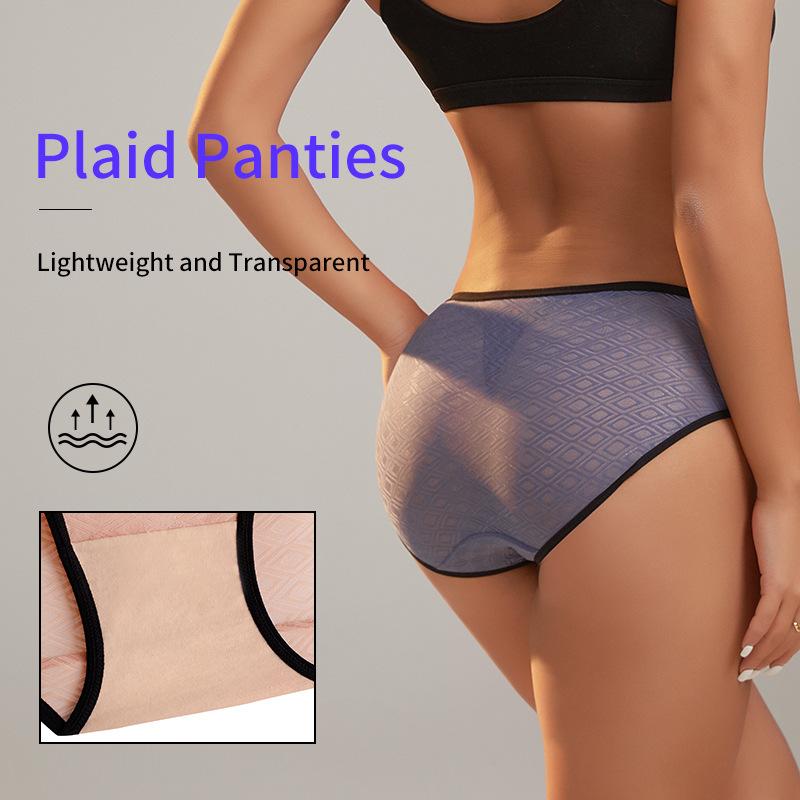 Women's Underwear With Mesh Breathable Knickers Sexy Mid Waist Briefs Ladies Underpants Fit 60kg to 125kg