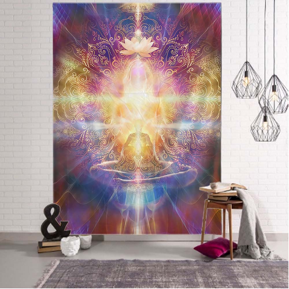VIKAMA Cosmic Mandala Tapestry Gradient Nebulae Living Room Meditation Room Scandinavian Bohemian Spiritual Art Decoration