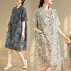 Real Shot Summer New Large Size Straight Skirt Thin Cotton and Linen Dress Women's Clothing