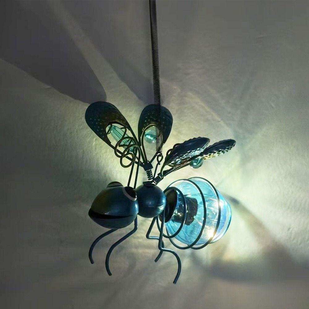 Iron Art Solar Powered Insect Lamp Creative Solar Light Garden Sculptures Yard Courtyard