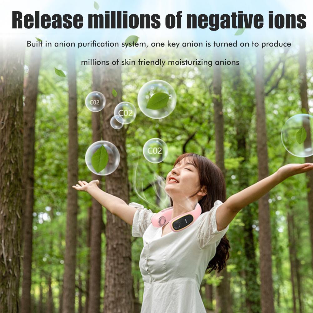 Portable Neck Fan Hands Free USB Rechargeable Bladeless Neck Fan Quiet Wearable Personal Fan for