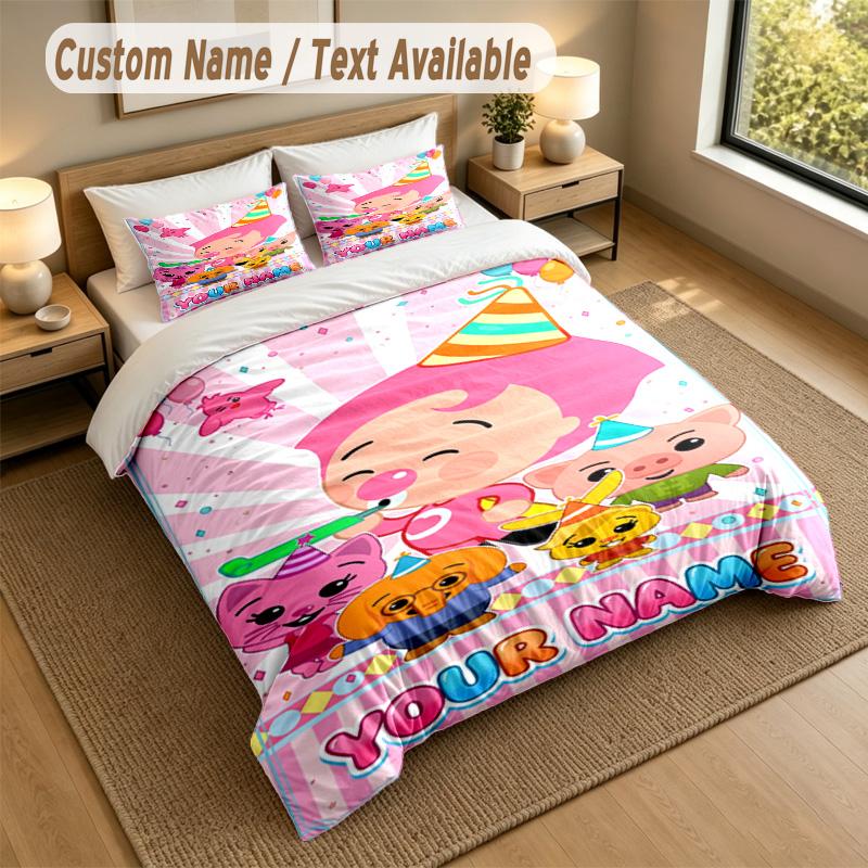 Custom Name Text Bedding 3Pcs Set,El Payaso Plim Plim 1 Duvet Cover 2 Pillowcases Soft Bed Linen For Gift