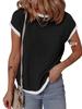 Women's Ribbed Knit Short-Sleeve T-Shirt - Casual Spring/Summer Top