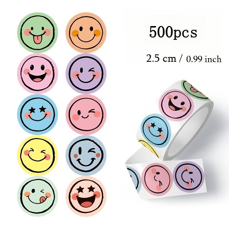 

500 Pcs Colorful Round Face Stickers – Pastel Gradient Expressions, Self-Adhesive Matte Labels for Scrapbooking, Journals 2.5cm бежевый