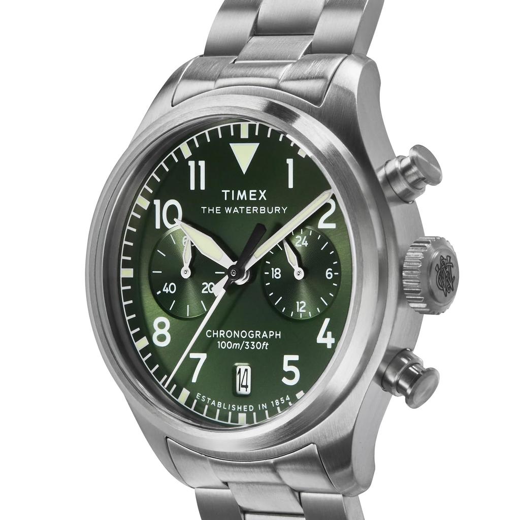 TIMEX Waterbury Watch Quartz 10 ATM Water Mineral Green Stainless Steel Men's TW2Y19100