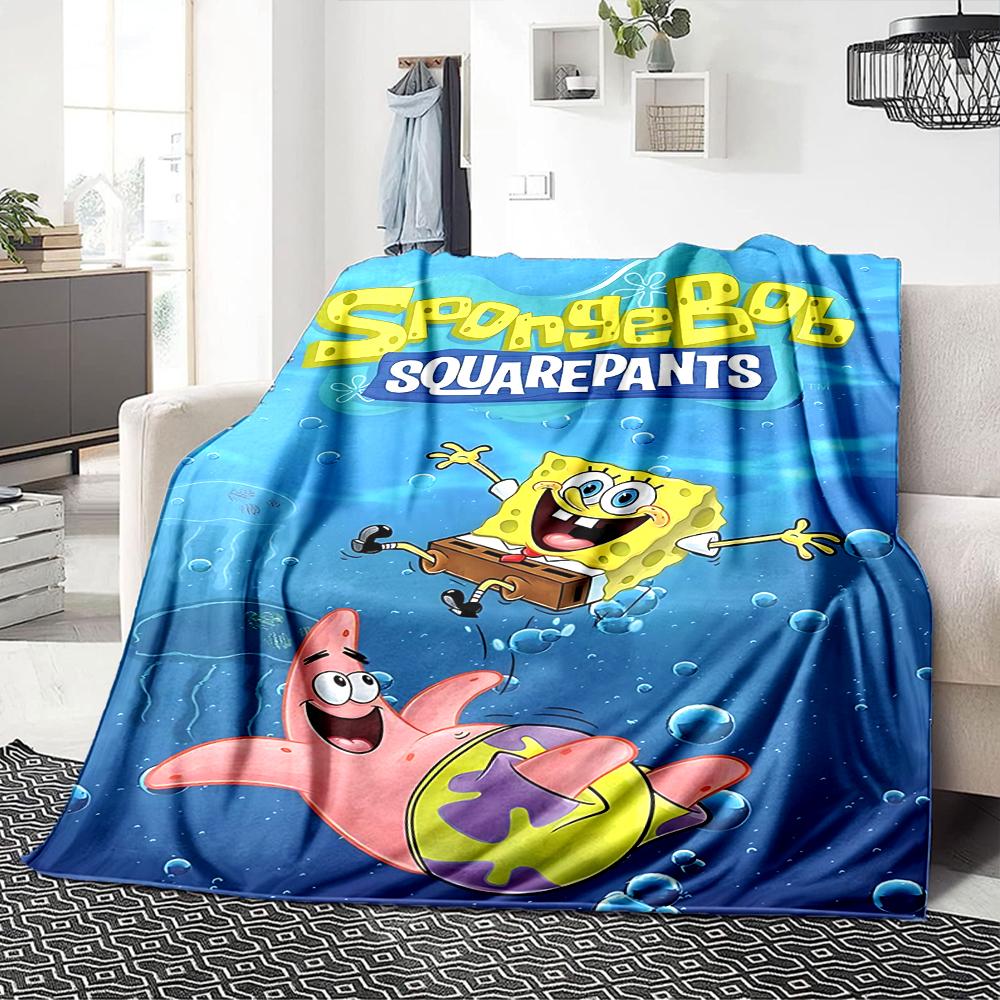 1Pc Spongebob'S Underwater Adventure Blanket Soft Throw Blanket For Home Bedroom Bed Sofa Travel Office Solid Christmas Blanket