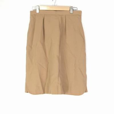 Vintage Made In Italy/Tucked A-Line Skirt/Size 40/L/Brown/Back Zip(USED)