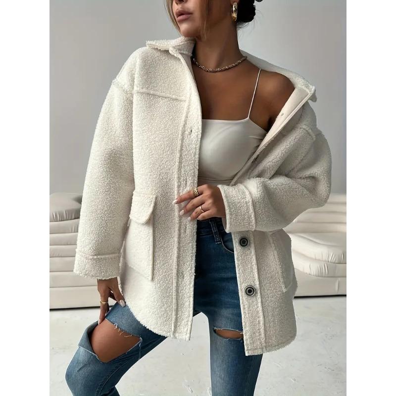 JKASHDK Moda damska Casual Jednokolorowe nadruki Jesienno-zimowe kurtki i płaszcze z długim rękawem i dekoltem POLO