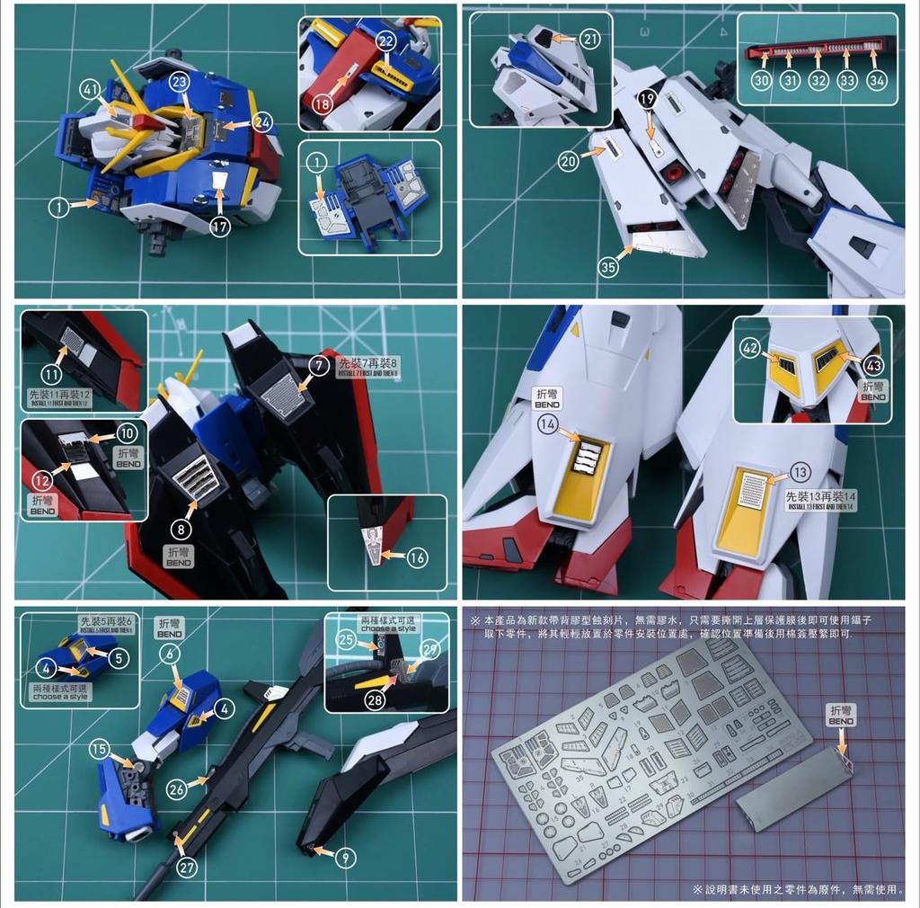 MG Mobile Suit Zeta Gundam Custom Detail Up Kit with Stainless Steel Parts and Decals 1/100 Ver.Ka High-Quality Water-Transfer [Used]