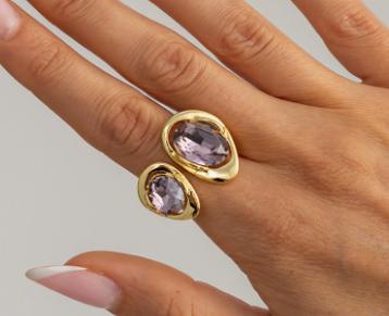 Acrylic Crystal Irregular Metal Open Ring Fashion Jewelry Wholesale