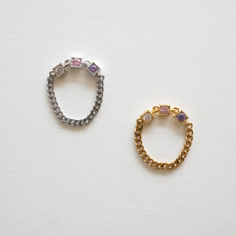 MERRYMOTIVE Pastel Color Cubic Chain Ring (2color)