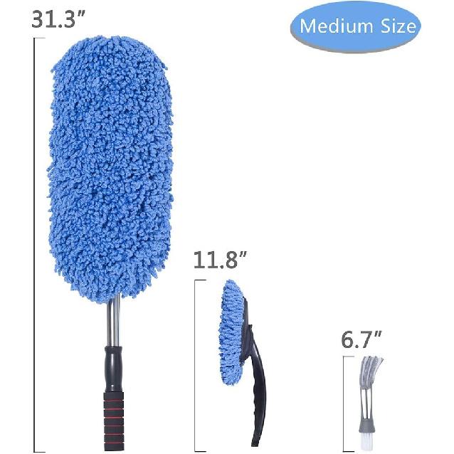(3 Pack) Microfiber Car Duster Exterior Scratch Free, Extendable Handle Interior Multipurpose Dust Cleaning Duster For Car(Medium)