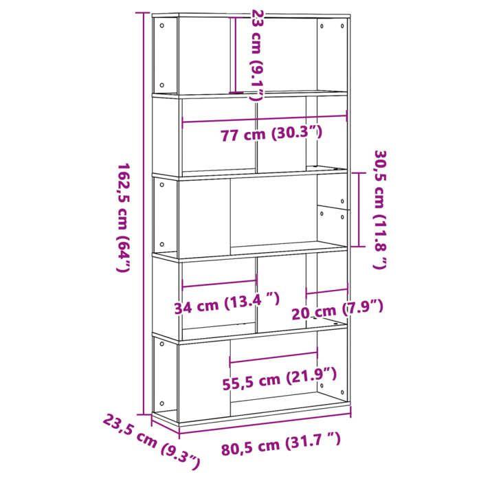VidaXL Bibliothèque 5 niveaux blanc 80,5x23,5x162,5 cm bois ingénierie, étagère, étagère à livres, support de livre, armoire 852771