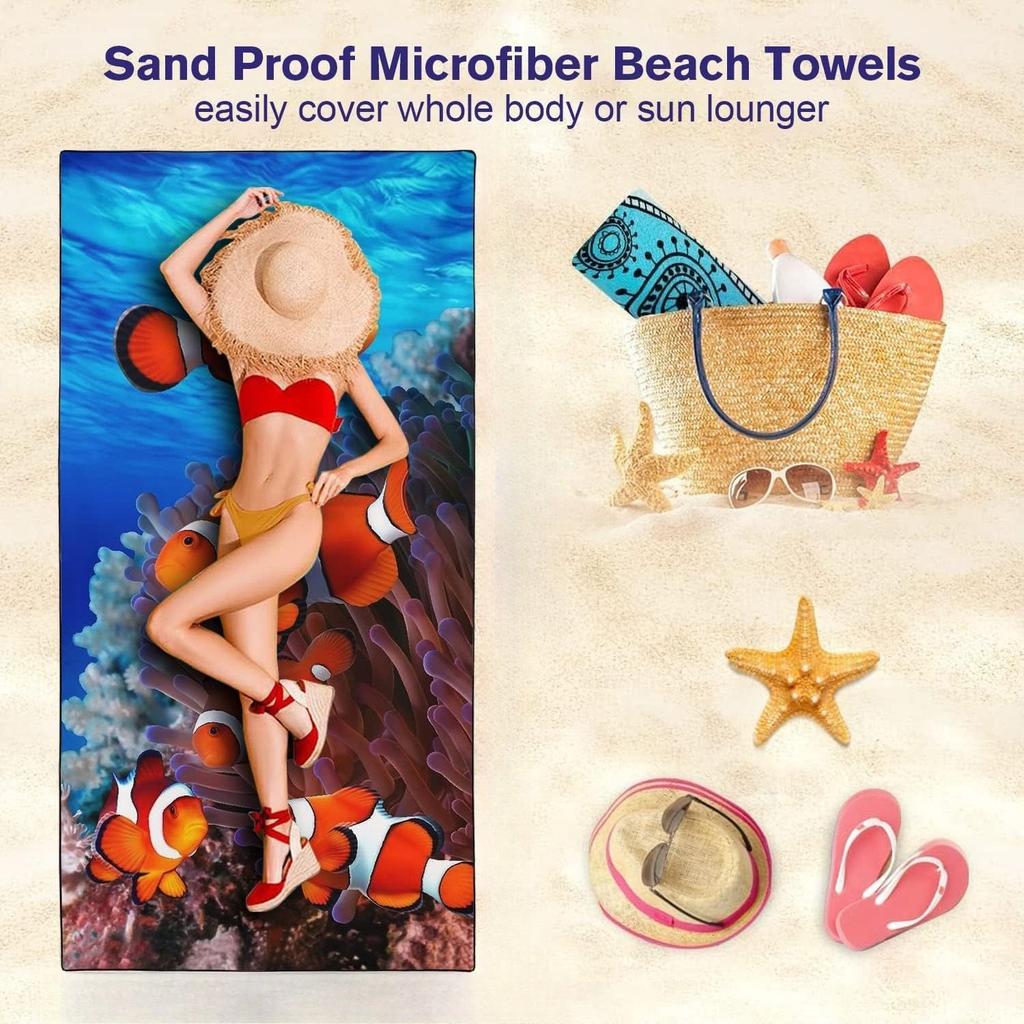 Clownfisch-Muster Strandtuch für Familie, Freunde, Geschenk Schnelltrocknend Sandfrei Für Bad, Yoga, Strand, Camping, Schwimmen, Fitnessstudio, Reisen