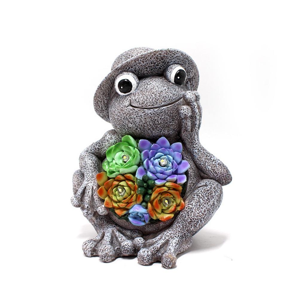 

Handmade Frog Statue Resin Crafts Garden Atmosphere Ornament Luminous Frog Solar Lights Office Frog