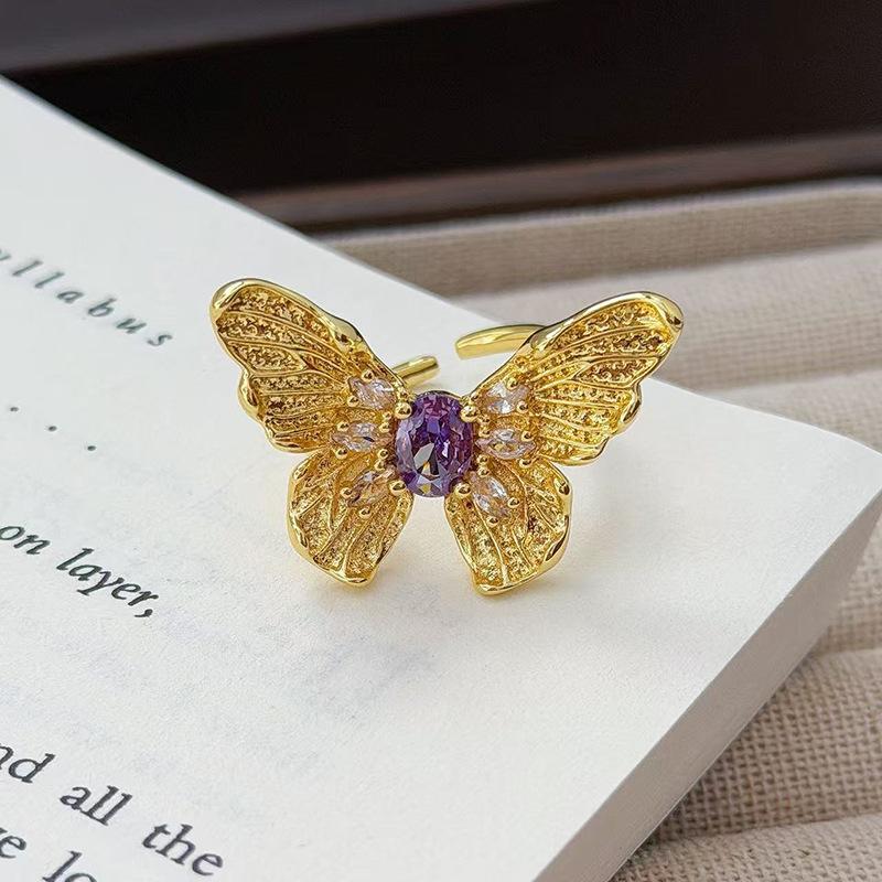 Medieval French Retro Full Diamond Open Ring Fashion High Sense Temperament Niche Design Exquisite Diamond Accessories Women