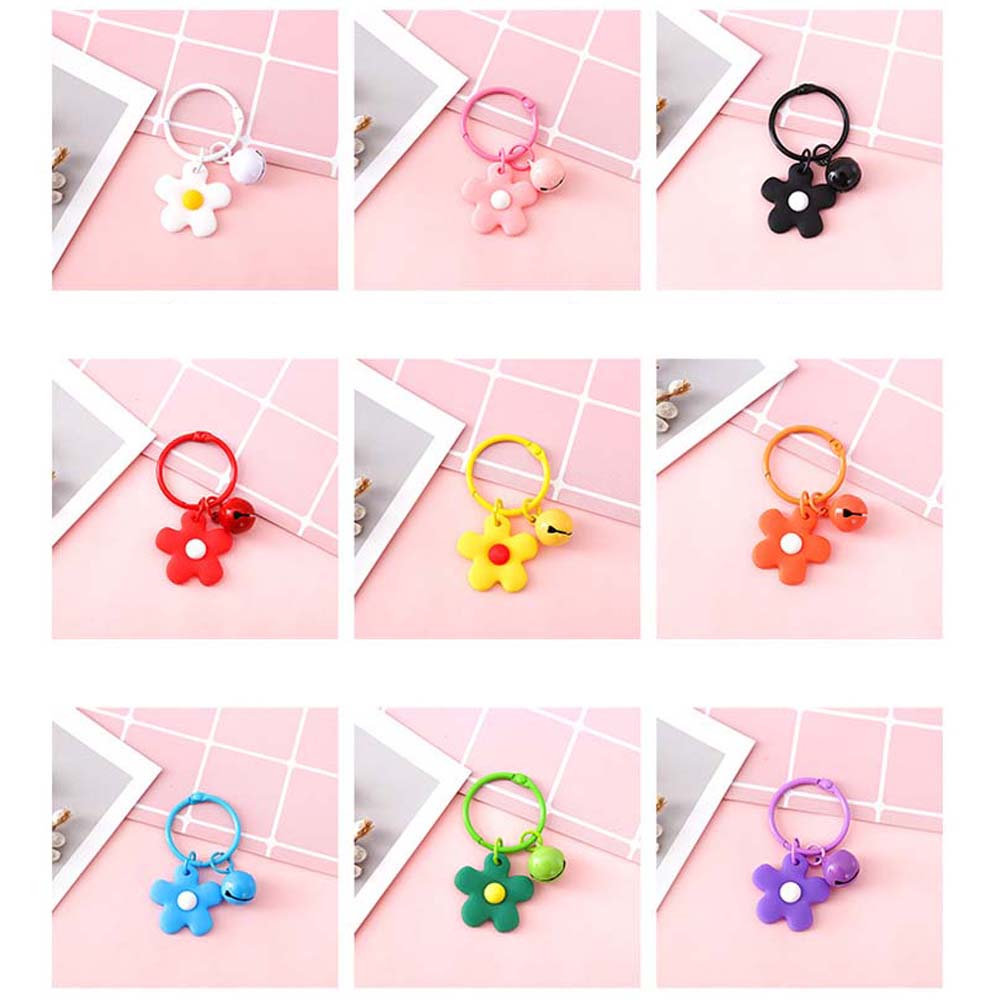 Elegant Wild Women Korean Candy Color Flower Keychain Fashion Jewelry Key Ring Bag Pendant
