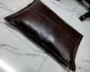 Lambskin Leather Leather Pillow COVER | Patchwork Rectangle Leather Cushion Cover | Home & Living Décor Leather Throw Cover - Dark Brown