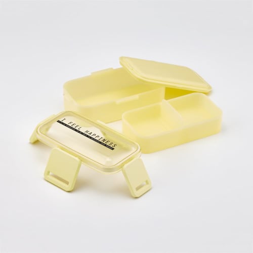 Skater Bento Box, 2-Tier, 600ml, for Women, Made In Japan, with a Soft Dome-Shaped Lid, Dishwasher and Microwave Safe, See-Through Color, Citrus Lemon