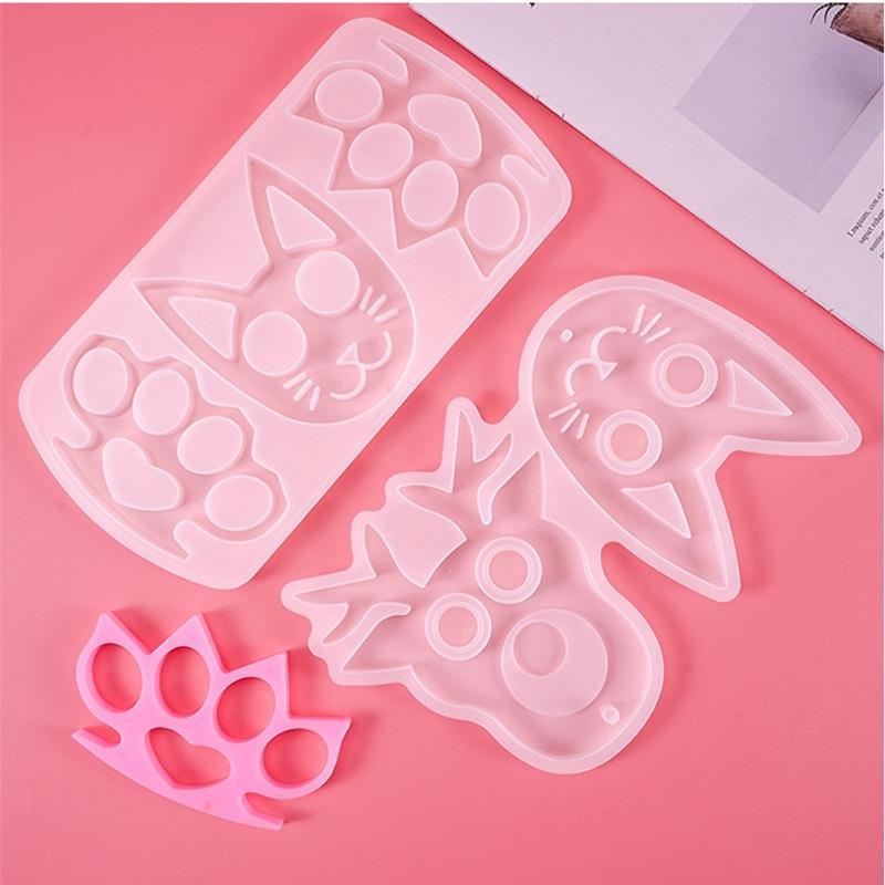 Handgefertigte Ornamente UV-Harzform Katzengesicht Tiger Finger Schlüsselanhänger Silikonform DIY Basteln Schmuck Anhänger Gießen Mo