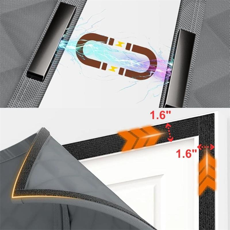 Magnetic Thermal Insulated Door Curtain Energy-Saving Privacy-Protecting Windproof Waterproof Cotton Curtain for Heater Room