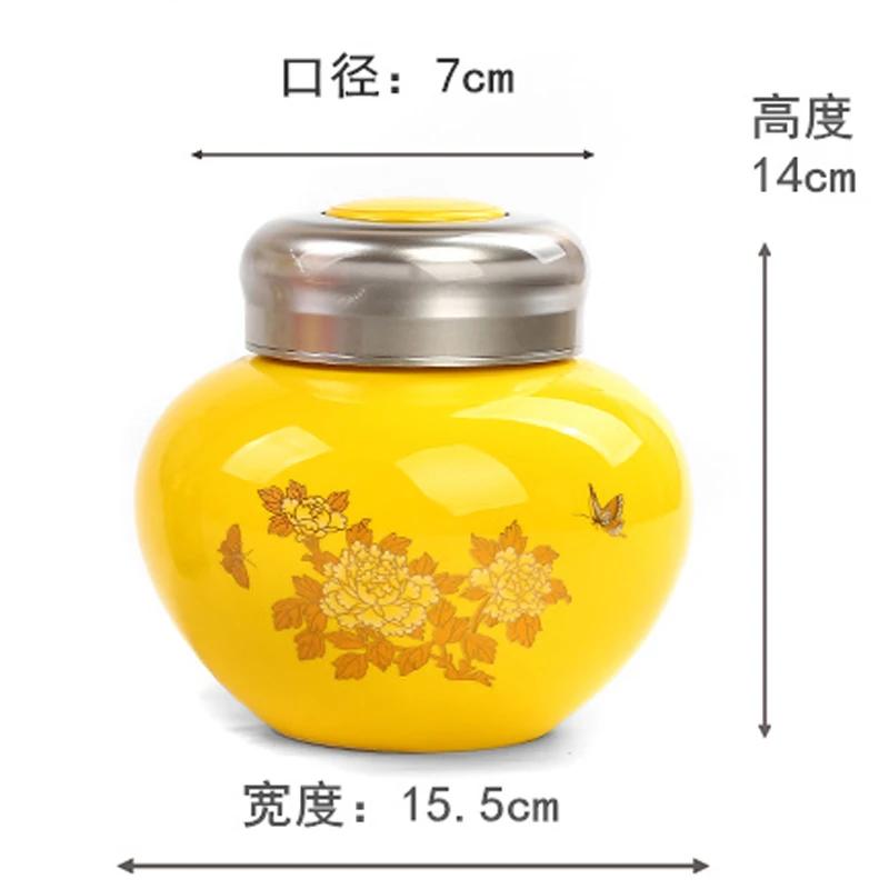 Ceramic Tea Pot with Lid Wedding Gift Red Gold Dragon Green Tea Candy Chinese Medicine Sealed Storage Tank Tea Bag Storage Box