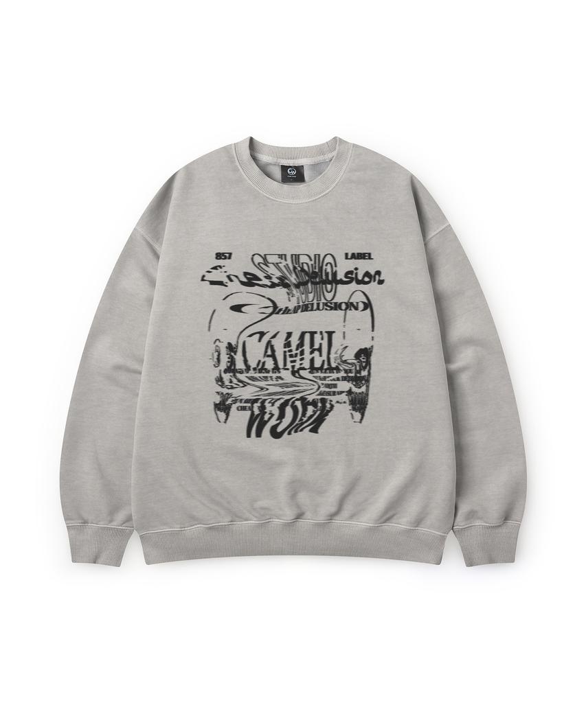 CAMEL WORK Chip Delusion Grunge Sweatshirt (Pigment Grey)