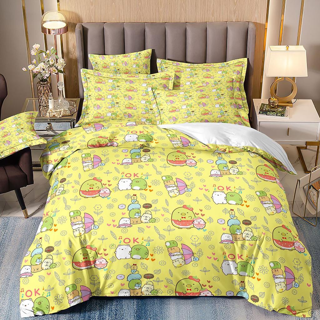 3D Digital Printing Corner Creature Bedding Cartoon Animation Children'S Three-Piece Set