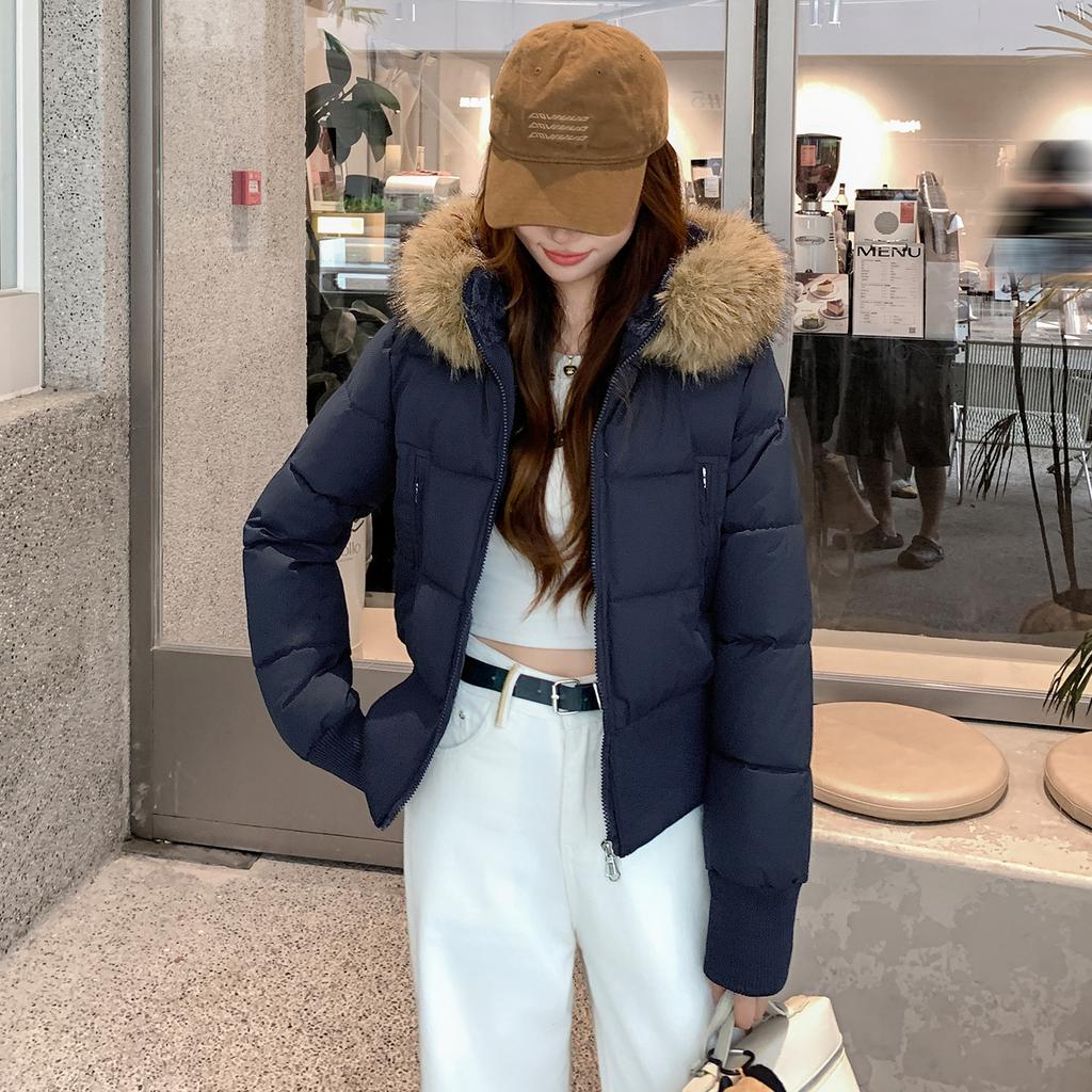 Winter new women's large fur collar cotton-padded clothes women's short fashion down cotton clothes thickened small warm jacket tide