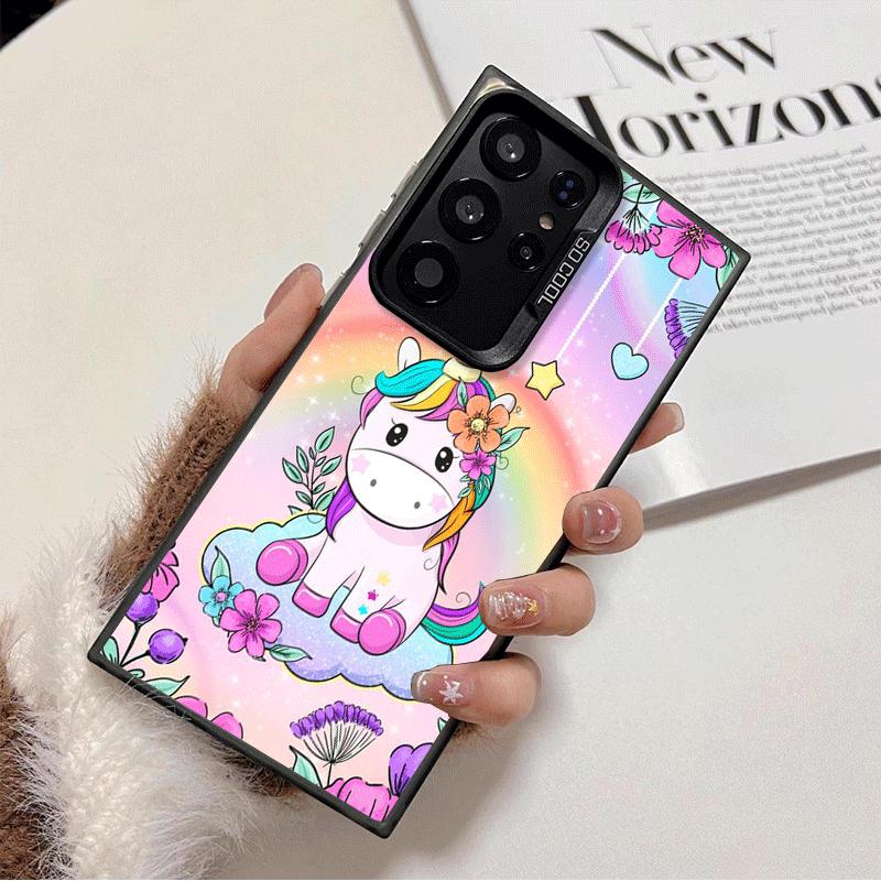 Pink Unicorn Rainbow Shockproof Phone Case for Samsung Galaxy S26 Edge S25 Ultra S24 FE S23 Plus S21 Cover Anti Fall Fundas