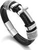 Bracelet Tressé en Cuir Acier Inoxydable pour Homme Boucle Magnétique Mode Bracelet en Cuir Personnalisé Bijoux Tendance